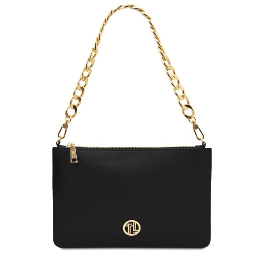 Diva - Leather clutch with chain strap